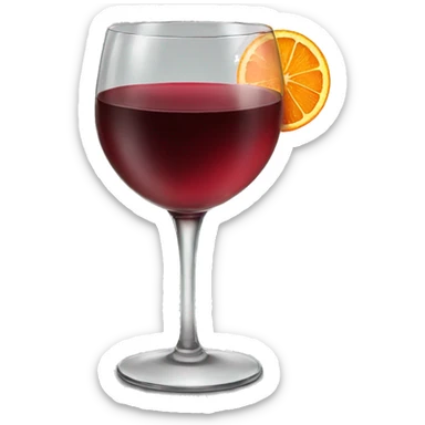 Glass of red wine and orange slice inside  sticker