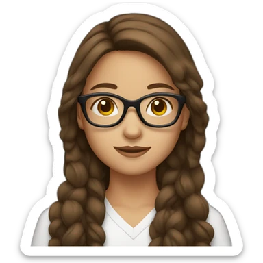 girl with brown hair wear eyeglasses sticker