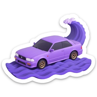 japanese purple wave phonk car drifting sticker