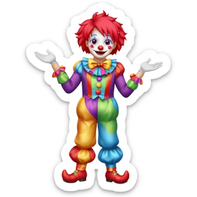 Clown – Bright makeup, red nose, colorful wig, exaggerated smile, full body sticker