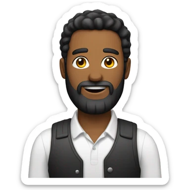 Create an emoji of a man with a beard, black hair that works in IT and likes cars sticker