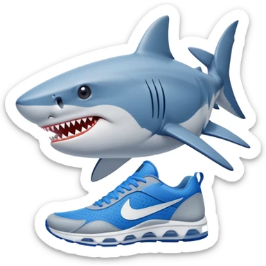Tiburon con tenis nike azules sticker