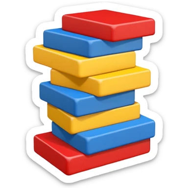 blocks ontop of eachother but staggered in different primary colours sticker