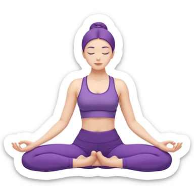 A woman in purple yoga clothes seated and bending forward to touch her toes, calm minimalist art style. sticker