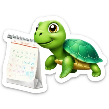A cute little turtle with calendar asking people to join the party. sticker