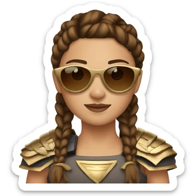 Girl gladiator with French braids, brown hair and sunglasses sticker