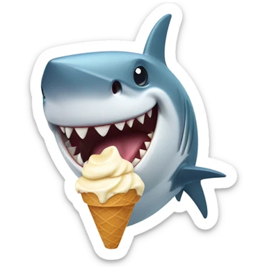 Shark smiling while eating an ice cream sticker