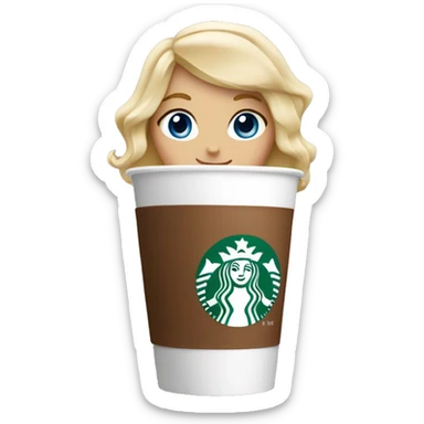Starbucks cup drink with blonde girl blue eyes  sticker