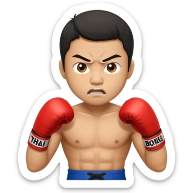 click that wong sze man face in thai boxing with angry face 20 times sticker