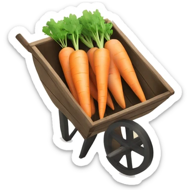 Minimalistic Pastel cute Carrots in a dark wooden  wheelbarrow  sticker