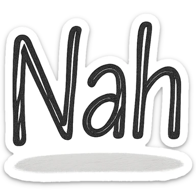icon of 'Nah' with a subtle shadow, monochrome, professional look sticker