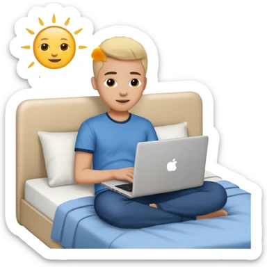 laptop working in bed sticker