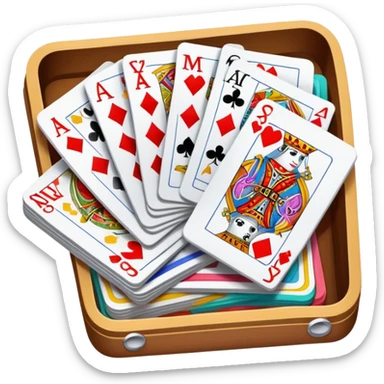 Canasta card game with a pile of cards and score pad sticker