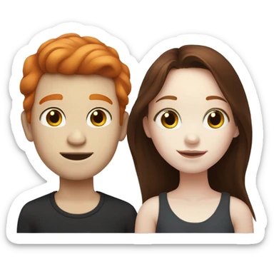 pale redhead girl with a pale skin and black hair boy sticker