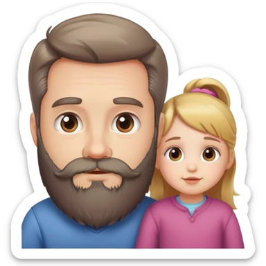 Little girl and daddy with a beard  sticker