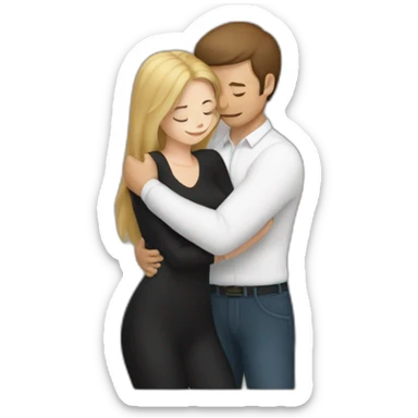 Black and white cat hug with brown hair man and blond women sticker
