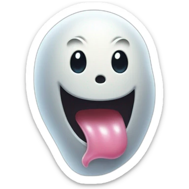 a funny little ghost who sticks out his tongue sticker