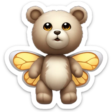 Cute, furry robot teddy bear with butterfly wings sticker