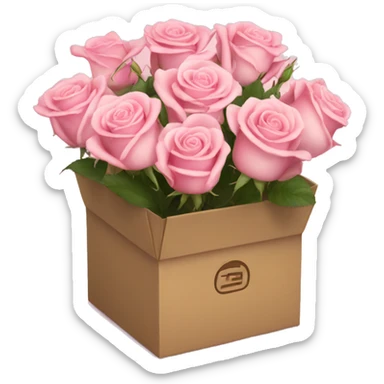 Light pink roses in a box  sticker