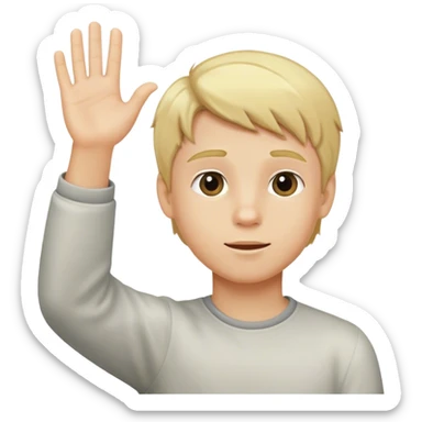 Blond boy raising hand sticker