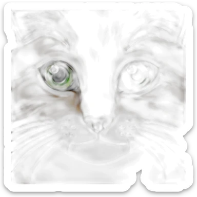 Cat brown White and black whist Green eyes sticker