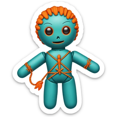 teal and orange voodoo doll sticker