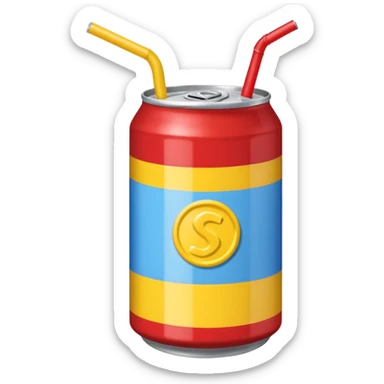 drink can blue red yellow Surfside SINGLE STRAW NO FACE sticker