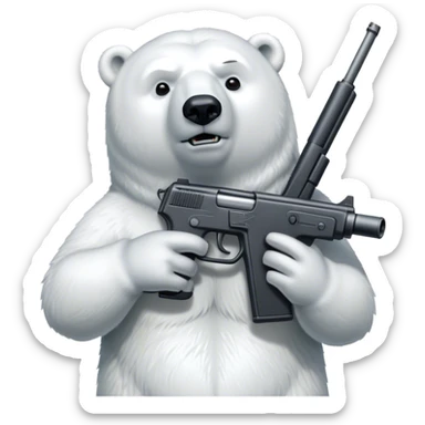 A polar bear with a gun sticker
