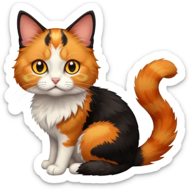 A calico cat with half its face ginger and the other half black sticker