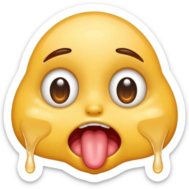 drooling emoji, licking eyes open wide, visible eye bags sticker