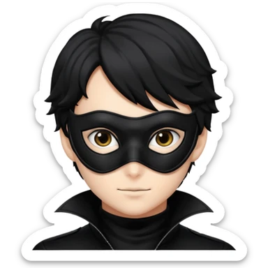 Akira persona 5 in a sleek black mask, playful eyes showing sticker