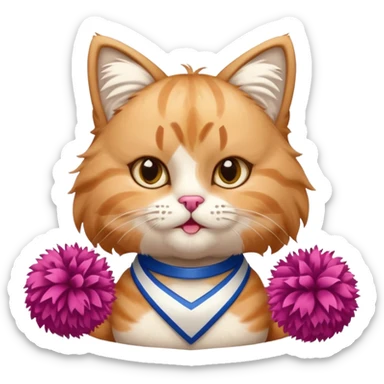 cheerleader cat with pom pom sticker