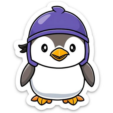 Cute penguin as Norse god Odin with two ravens on shoulders, wearing a Viking helmet and eyepatch sticker