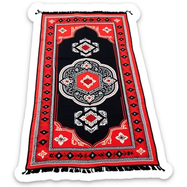 Long red rectangular prayer mat with geometric Andalusia pattern  sticker