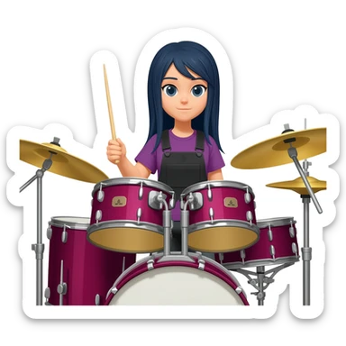 emo girl drummer sticker