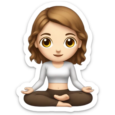 White girl brown hair in Malasana yoga sticker