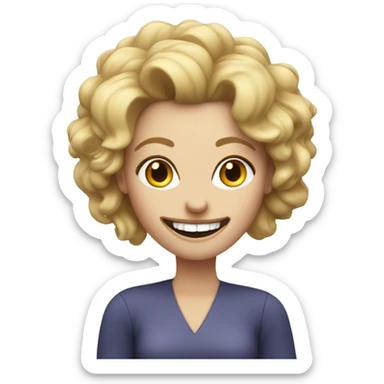 White Woman with big teeth and funky hairdo  sticker