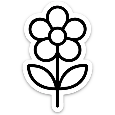 pestal flower icon, outlined, geometric, easy to recognize sticker