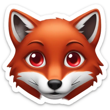 dark red fox face with tiny red heart instead of eyes sticker