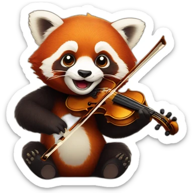A red panda playing violin sticker