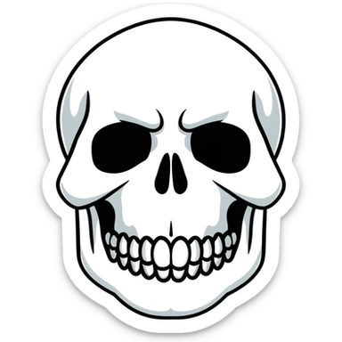 Punisher skull logo, white skull with teeth on black background sticker