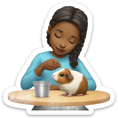 Little Light skin girl Feeding Guinea pig sticker