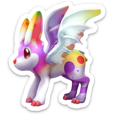 Shiny Spotted Striped Colorful-Fruity-Splash-marked Meloetta-Kyurem-Dialga-Suicune-Pteromon-hybrid sticker