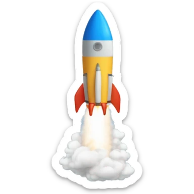 rocket with blue smoke sticker