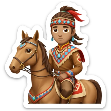 shaman riding horse wearing racing cloth black sticker