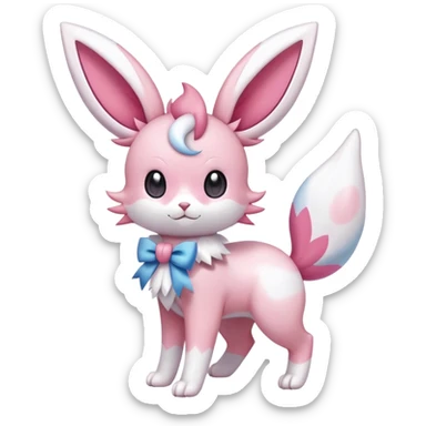 Sylveon-Skitty-Fakémon-hybrid-creature (full body)  sticker