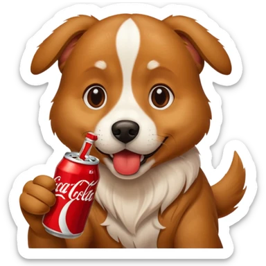 Dog drinking Coca-Cola  sticker