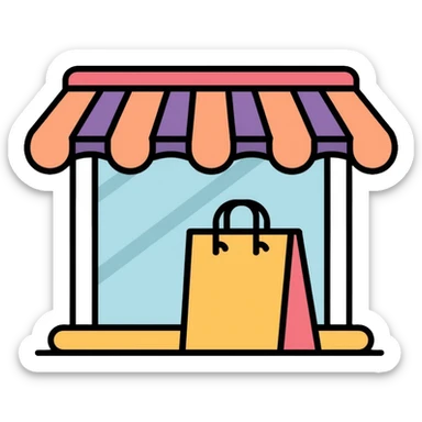 online shop storefront with shopping bag icon sticker