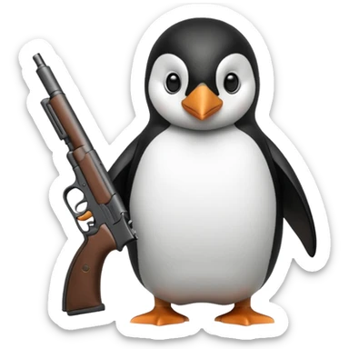 Penguin with a gun sticker