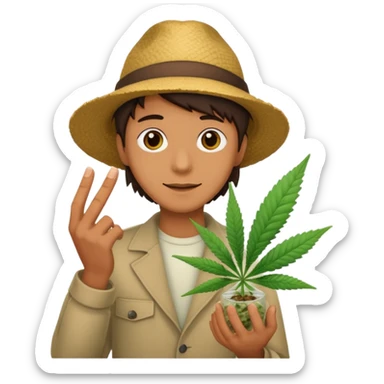 dealer with cannabis on a hand sticker